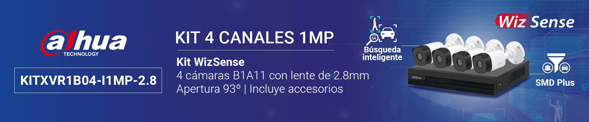 Kit Dahua 4 canales 1 MP Kit Dahua 4 canales 1 MP/ Lemuria