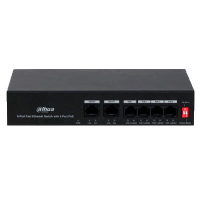 DAHUA KTP03 - Kit de Videportero IP/ Monitor de 7 Pulgadas. Frente de Calle y Switch PoE/ 6&1 E&S de Alarma/ Frente de Calle IP65/ IR/ Apertura Remota / Switch de 4 Puertos PoE 10/100/ 2 Puertos Uplink/ Controla 1 Puerta/