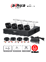 DAHUA KITXVR5104HS4KLI3+4HFW1500CMA- Kit de 4 Canales de 5 Mp con Audio/ DVR WizSense con Reconocimiento de Rostros/ H.265+/ 4 Camaras Metalicas/ 4 Ch + 4 IP o Hasta 8 Ch IP/ 4 Ch SMD Plus/ Busqueda de Humanos y Vehiculos/ Accesorios Incluidos/